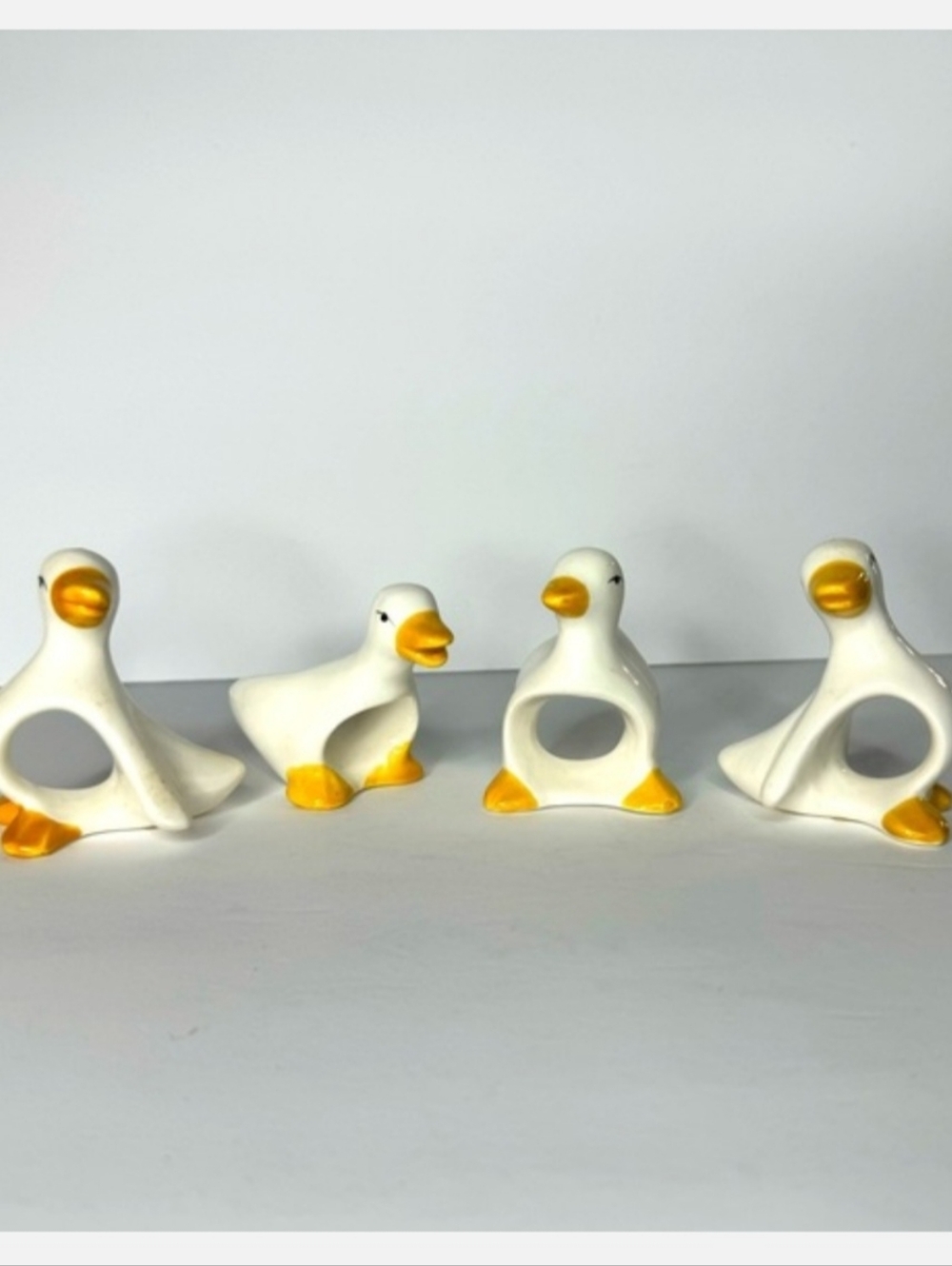 Fitz and Floyd Omnibus Geese / Ducks Ceramic Napkin Rings - Set of 4‎ - Vintage